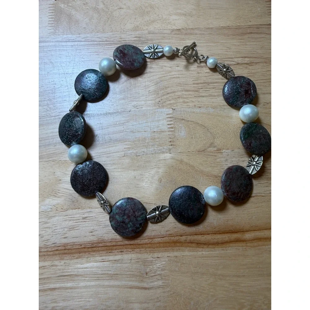 Boho Chunky Stone Faux‎ Pearl Southwestern Toggle Necklace Unbranded